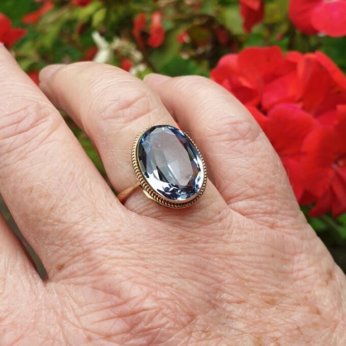 Synthetic Spinel Solitaire Ring in 9ct Gold