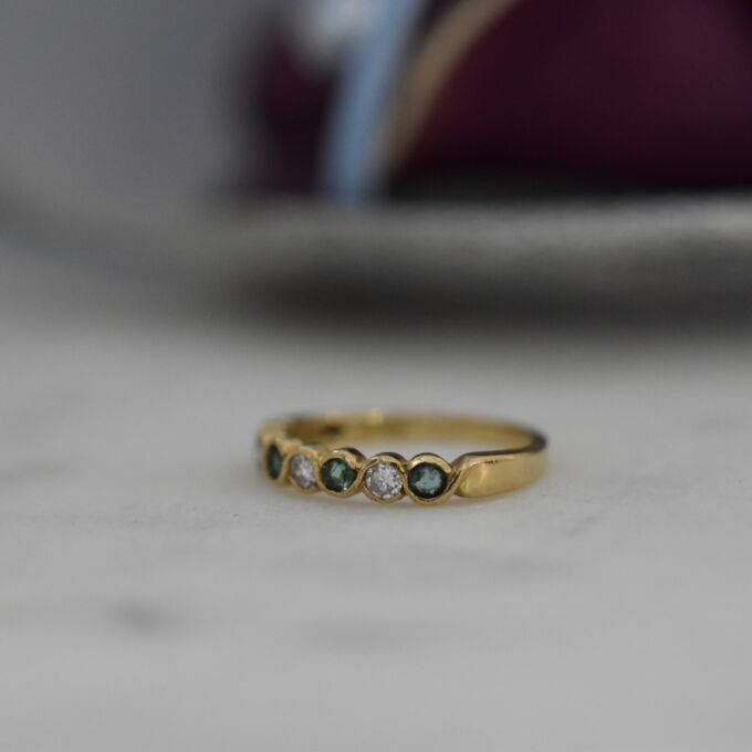 Emerald and Diamond Stacking Band in 18ct Gold