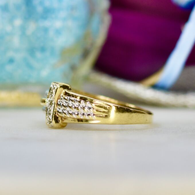 Diamond Set Buckle Ring in 9ct Gold