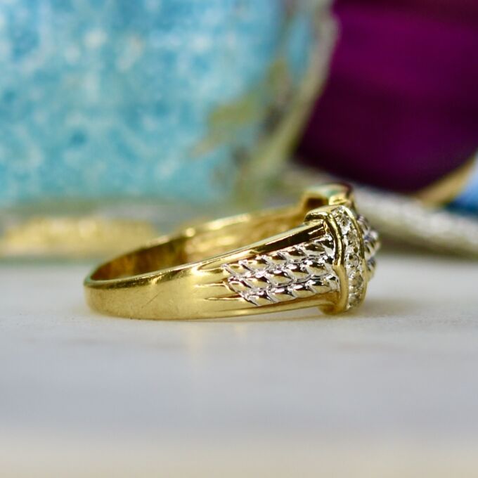 Diamond Set Buckle Ring in 9ct Gold