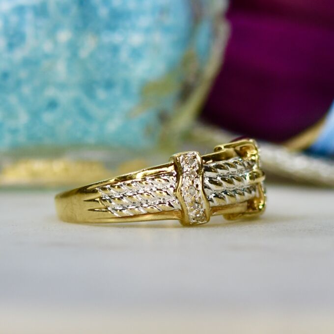 Diamond Set Buckle Ring in 9ct Gold