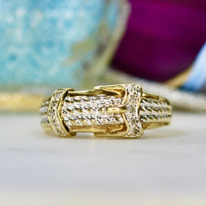 Diamond Set Buckle Ring in 9ct Gold
