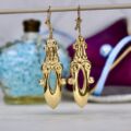 Embossed Long Drop Earrings in 9ct Gold