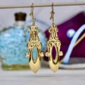 Embossed Long Drop Earrings in 9ct Gold