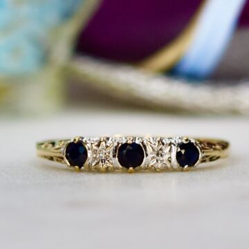 Sapphire and Diamond Ring in 9ct Gold