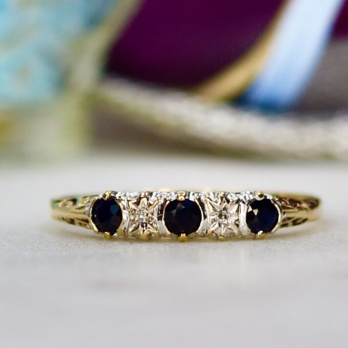 Sapphire and Diamond Ring in 9ct Gold