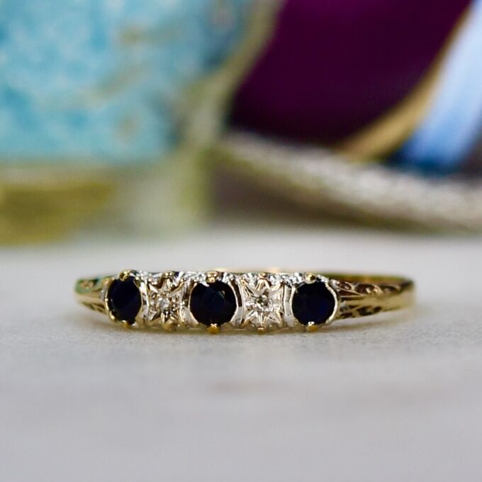 Sapphire and Diamond Ring in 9ct Gold