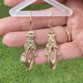 Embossed Long Drop Earrings in 9ct Gold