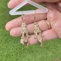 Embossed Long Drop Earrings in 9ct Gold