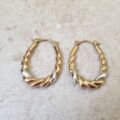 Two Colour Twisted Hoop Earrings in 9ct Gold