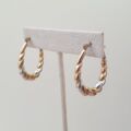 Two Colour Twisted Hoop Earrings in 9ct Gold