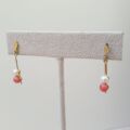 Pearl and Coral Drop Earrings in 9ct Gold