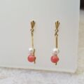 Pearl and Coral Drop Earrings in 9ct Gold