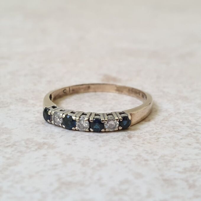 Sapphire & Diamond Stacking Ring in 9ct Gold
