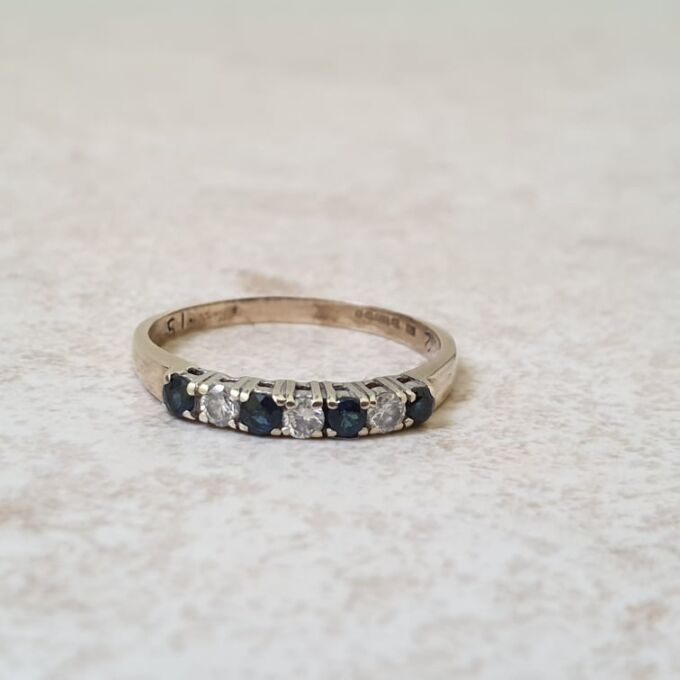 Sapphire & Diamond Stacking Ring in 9ct Gold