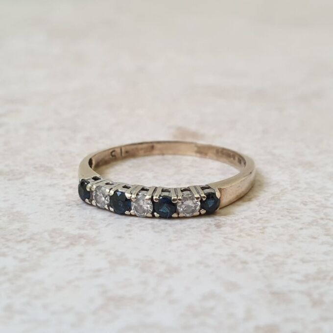 Sapphire & Diamond Stacking Ring in 9ct Gold