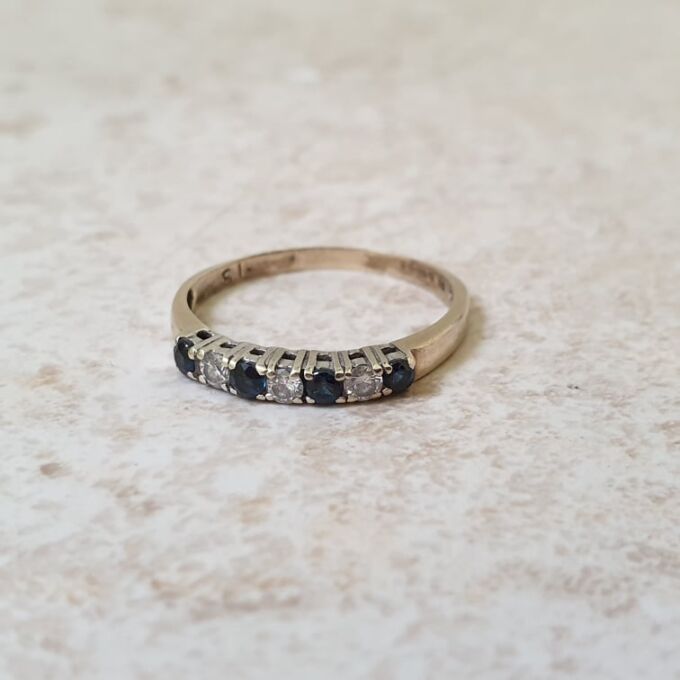 Sapphire & Diamond Stacking Ring in 9ct Gold