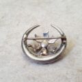 Ornate Edwardian Moon Brooch in Sterling Silver