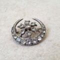 Ornate Edwardian Moon Brooch in Sterling Silver