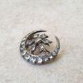 Ornate Edwardian Moon Brooch in Sterling Silver