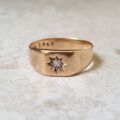 Star Set Diamond Signet Ring in 18ct Gold