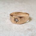 Star Set Diamond Signet Ring in 18ct Gold