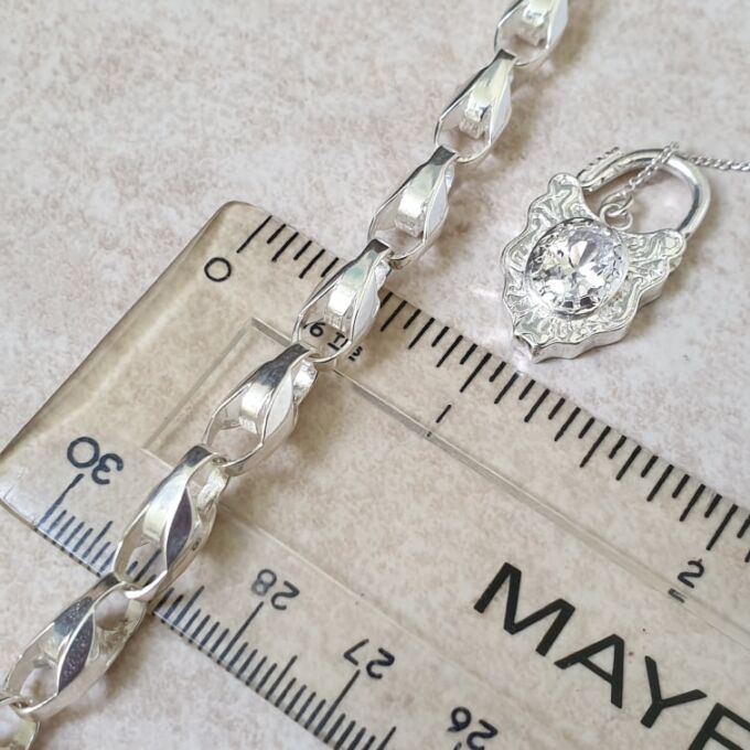 Ornate Padlock Bracelet in Sterling Silver