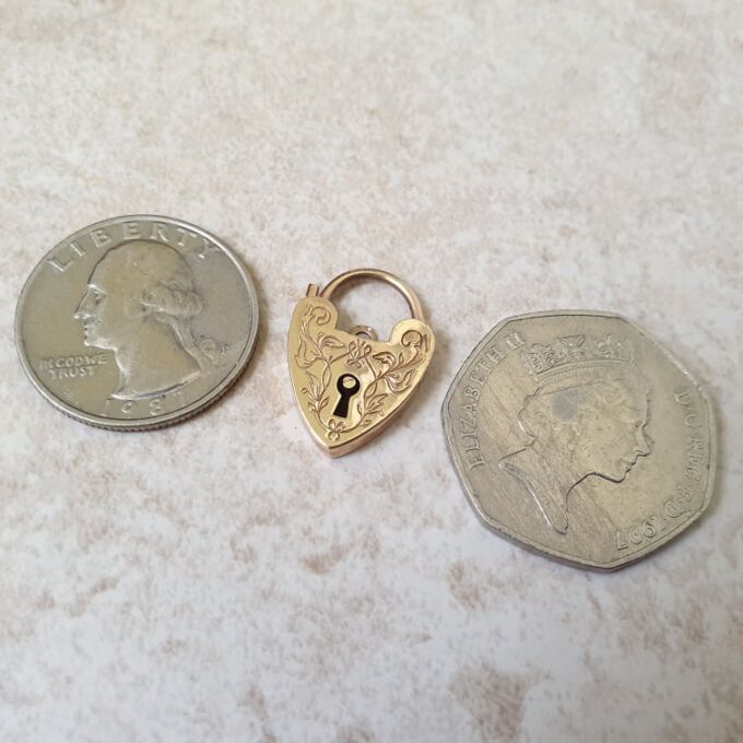 Reserved- Floral Patterned Padlock in 9ct Gold