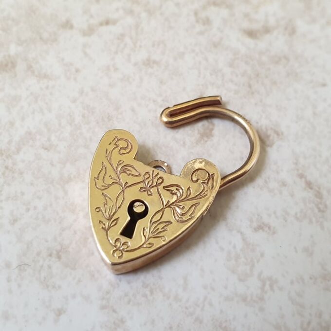 Reserved- Floral Patterned Padlock in 9ct Gold