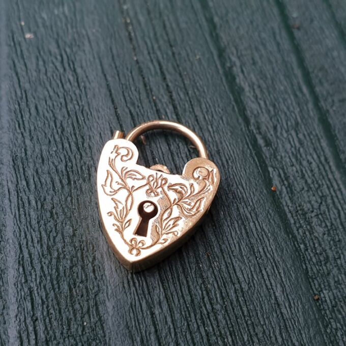 Reserved- Floral Patterned Padlock in 9ct Gold