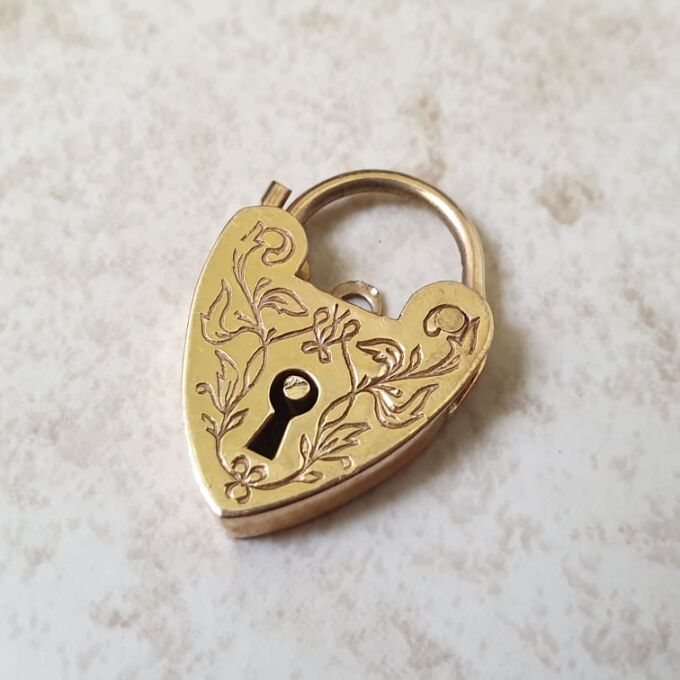 Reserved- Floral Patterned Padlock in 9ct Gold