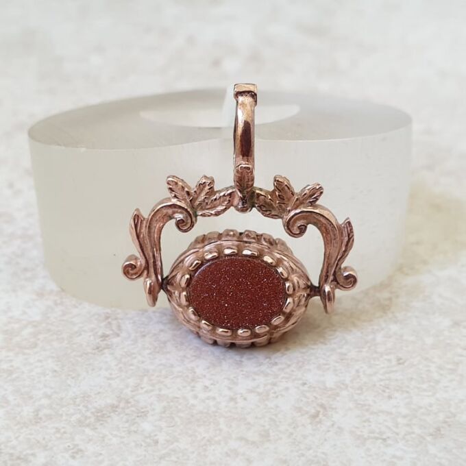 Three Stone Spinner Fob Pendant in 9ct Rose Gold