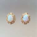 Ornate Opal Stud Earrings in 9ct Gold