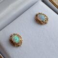 Ornate Opal Stud Earrings in 9ct Gold
