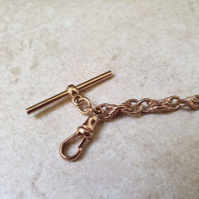 Fancy Bracelet with T Bar in 9ct Rose Gold