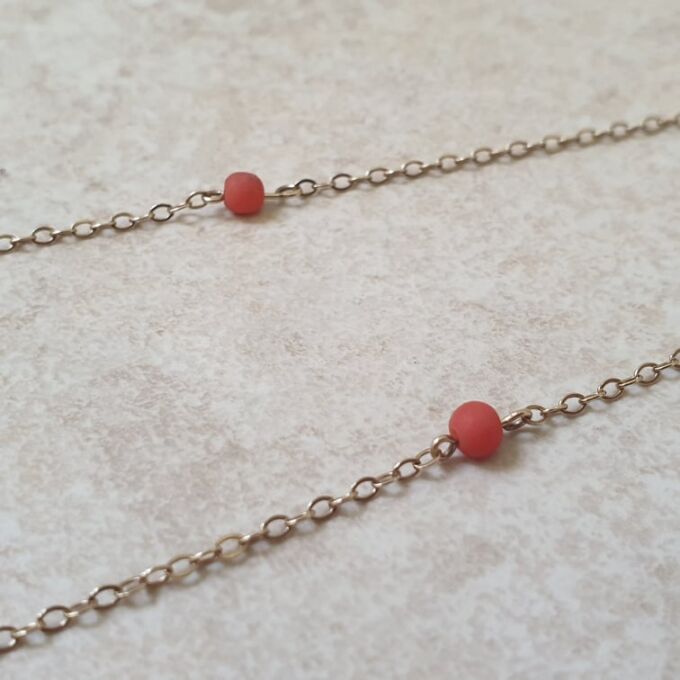 Dainty Coral Necklace in 9ct Gold