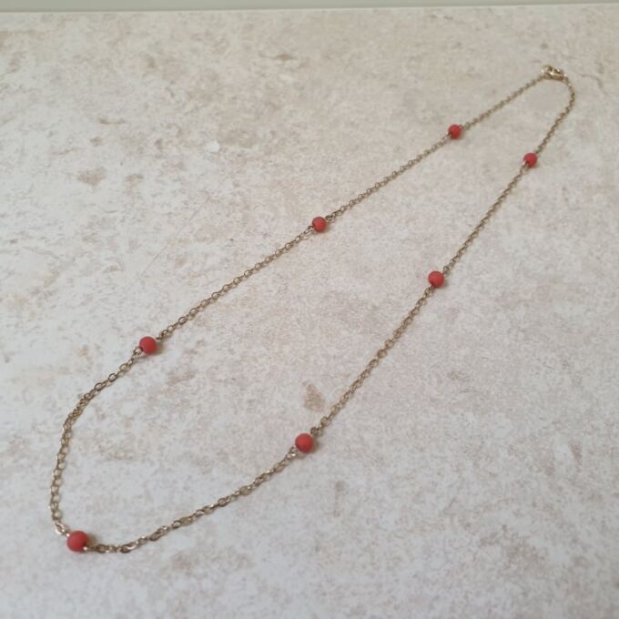 Dainty Coral Necklace in 9ct Gold