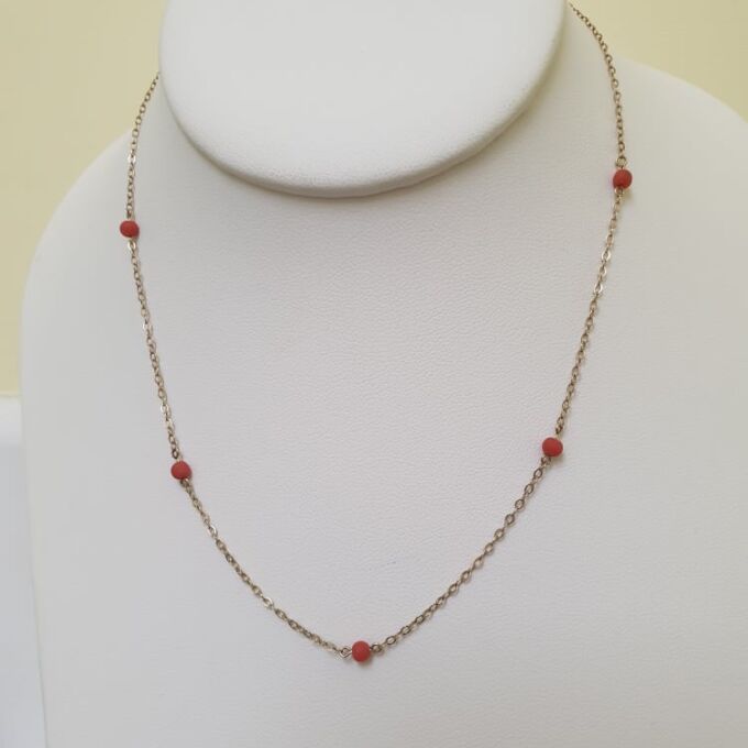 Dainty Coral Necklace in 9ct Gold
