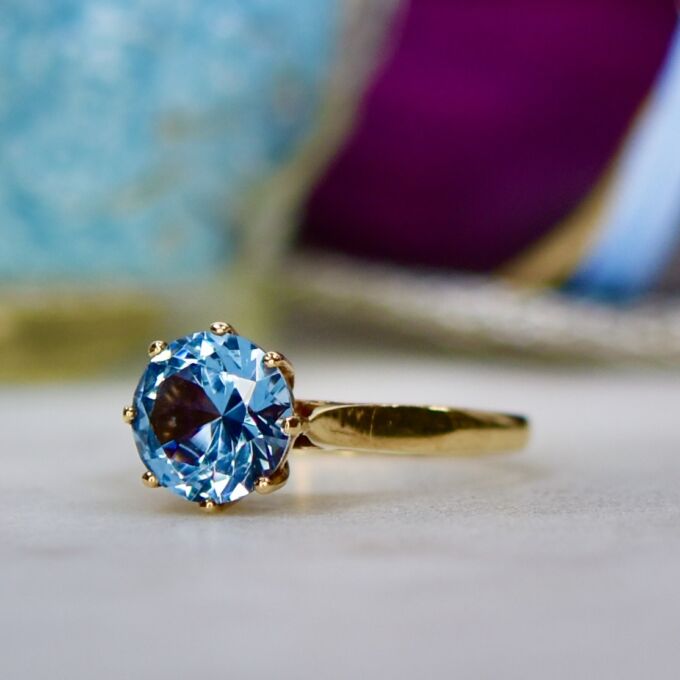 Synthetic Spinel Solitaire Ring in 9ct Gold