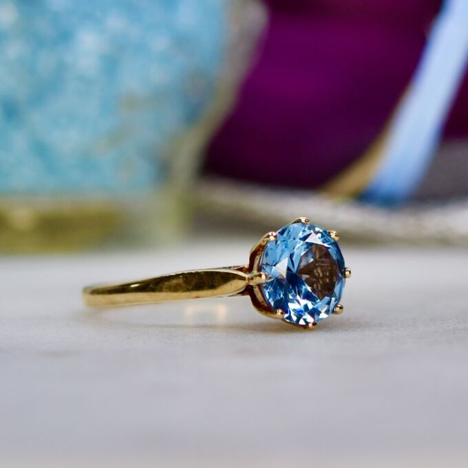 Synthetic Spinel Solitaire Ring in 9ct Gold