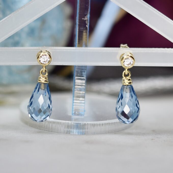 Briolette Synthetic Spinel Earrings in 14ct Gold