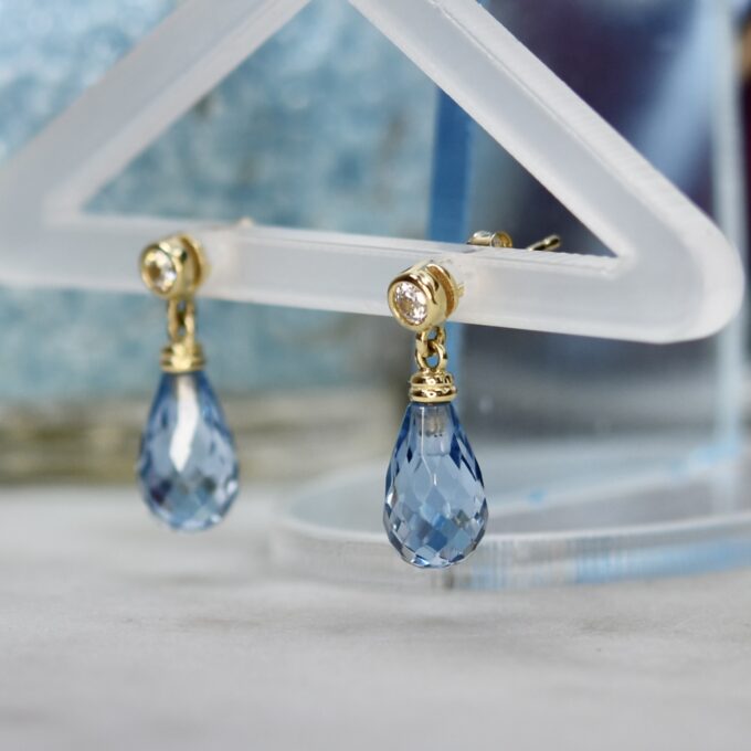 Briolette Synthetic Spinel Earrings in 14ct Gold