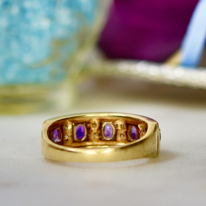 Amethyst & Diamond Ring in 9ct Gold