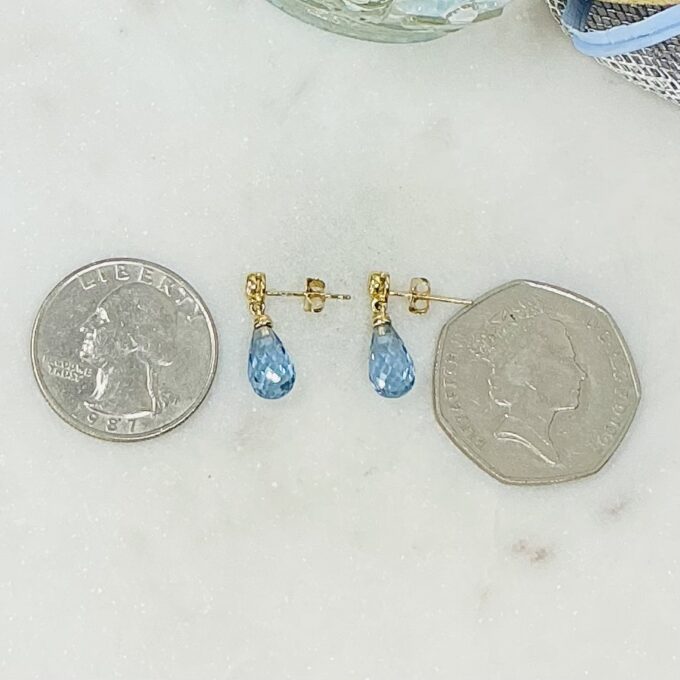 Briolette Synthetic Spinel Earrings in 14ct Gold