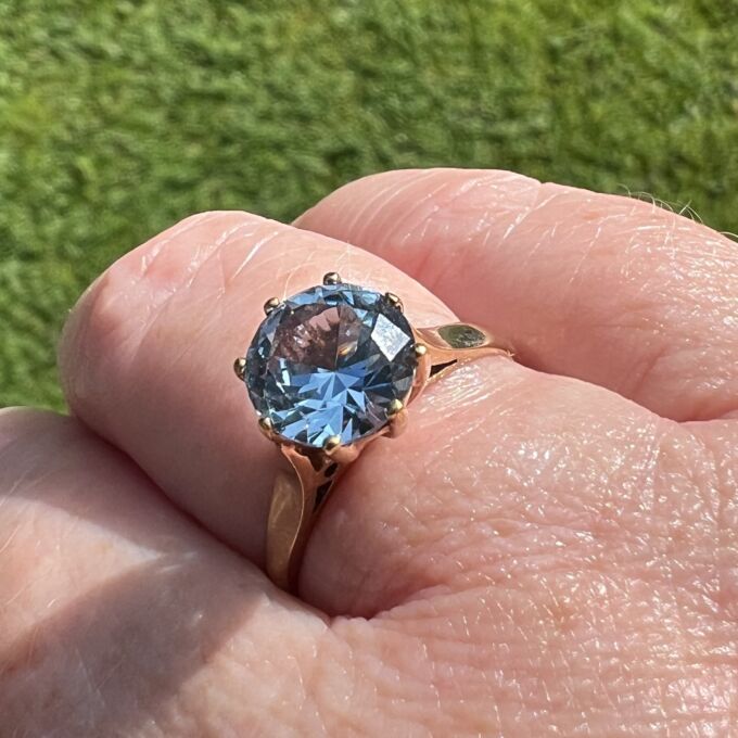 Synthetic Spinel Solitaire Ring in 9ct Gold