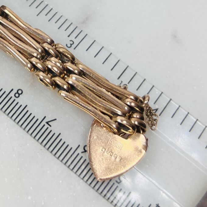 Heavy Four Bar Padlock Bracelet in 9ct Rose Gold