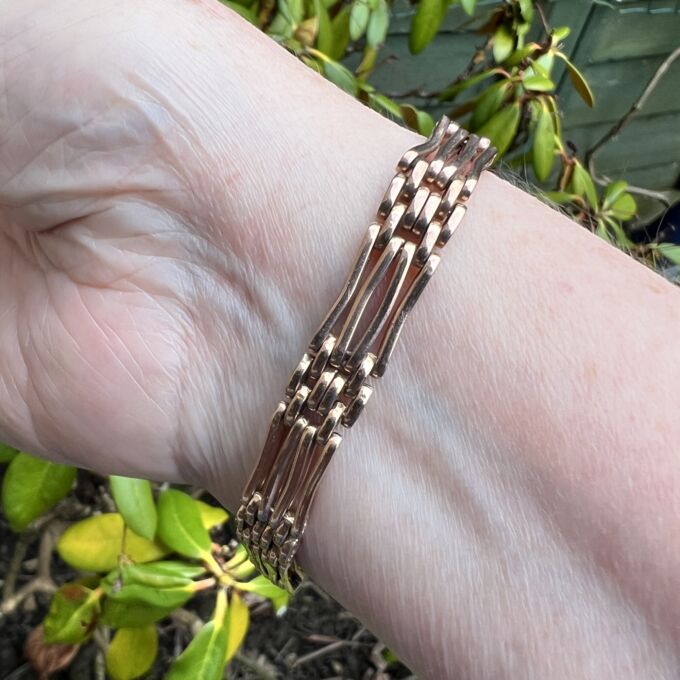 Heavy Four Bar Padlock Bracelet in 9ct Rose Gold