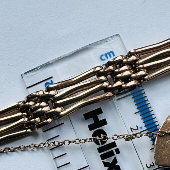 Heavy Four Bar Padlock Bracelet in 9ct Rose Gold