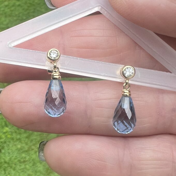 Briolette Synthetic Spinel Earrings in 14ct Gold