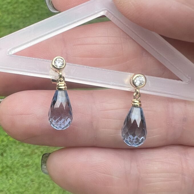 Briolette Synthetic Spinel Earrings in 14ct Gold